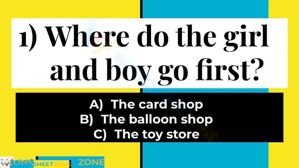 Essential Birthday Party Quiz: Grade 1 Reading Worksheet - Page 1