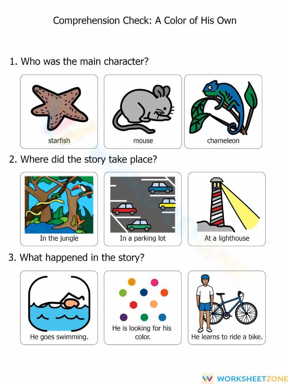 Grade 1 Reading Comprehension — Printable No-Prep Worksheet - Page 1