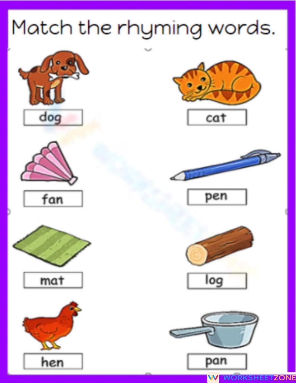 Essential Rhyming Words Matching Worksheet | Grade K-1 Ready - Page 1