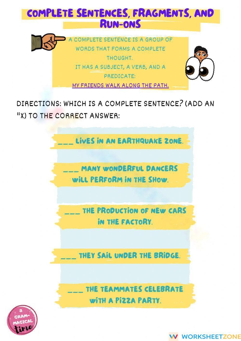 Grade 4-6 Sentence Structure — Printable No-Prep Worksheet - Page 1
