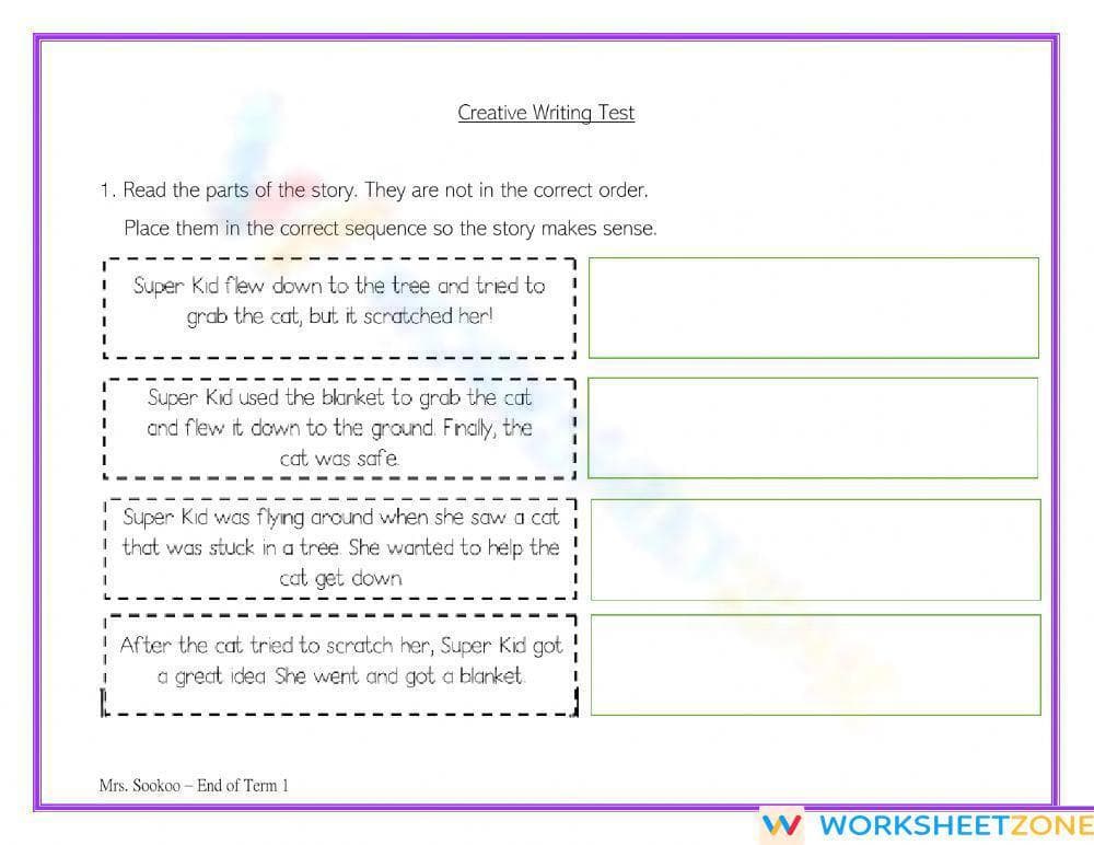 Grade 3 Sequencing — Printable No-Prep Worksheet - Page 1