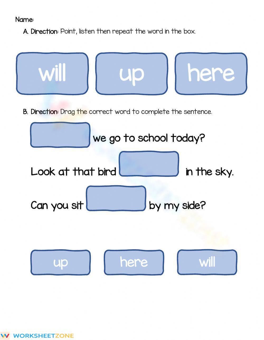 Grade K Sight Words — Printable No-Prep Worksheet - Page 1