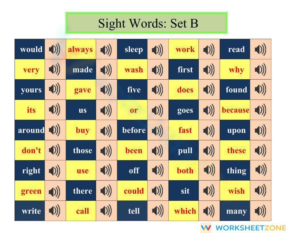 Printable Sight Words Worksheet | Grade 1 ELA - Page 1