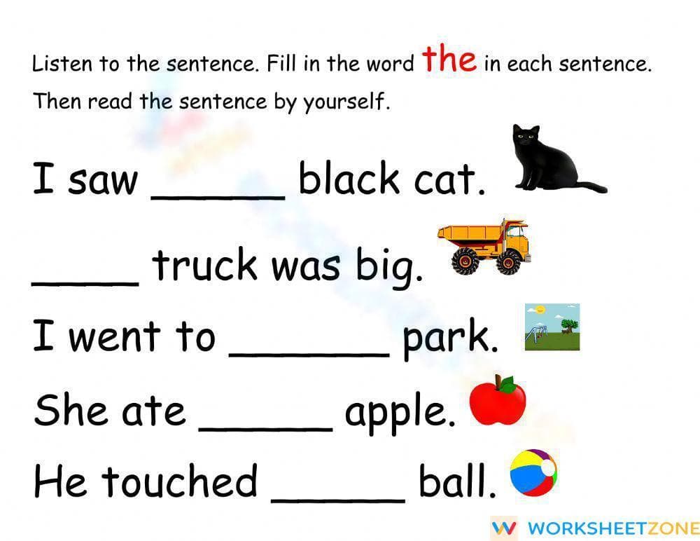 Grade 2 Sight Word 'The' — Printable No-Prep Worksheet - Page 1