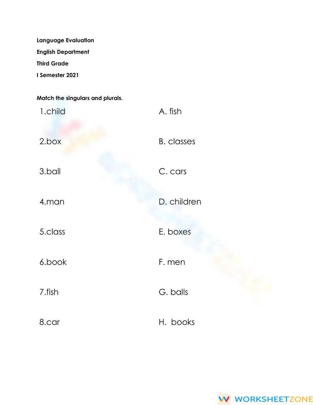 Printable Singular & Plural Nouns Worksheet | Grade 3 ELA - Page 1