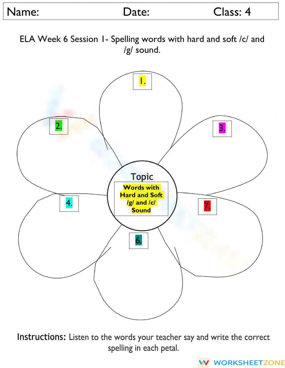 Grade 4 Spelling Sounds — Printable No-Prep Worksheet - Page 1