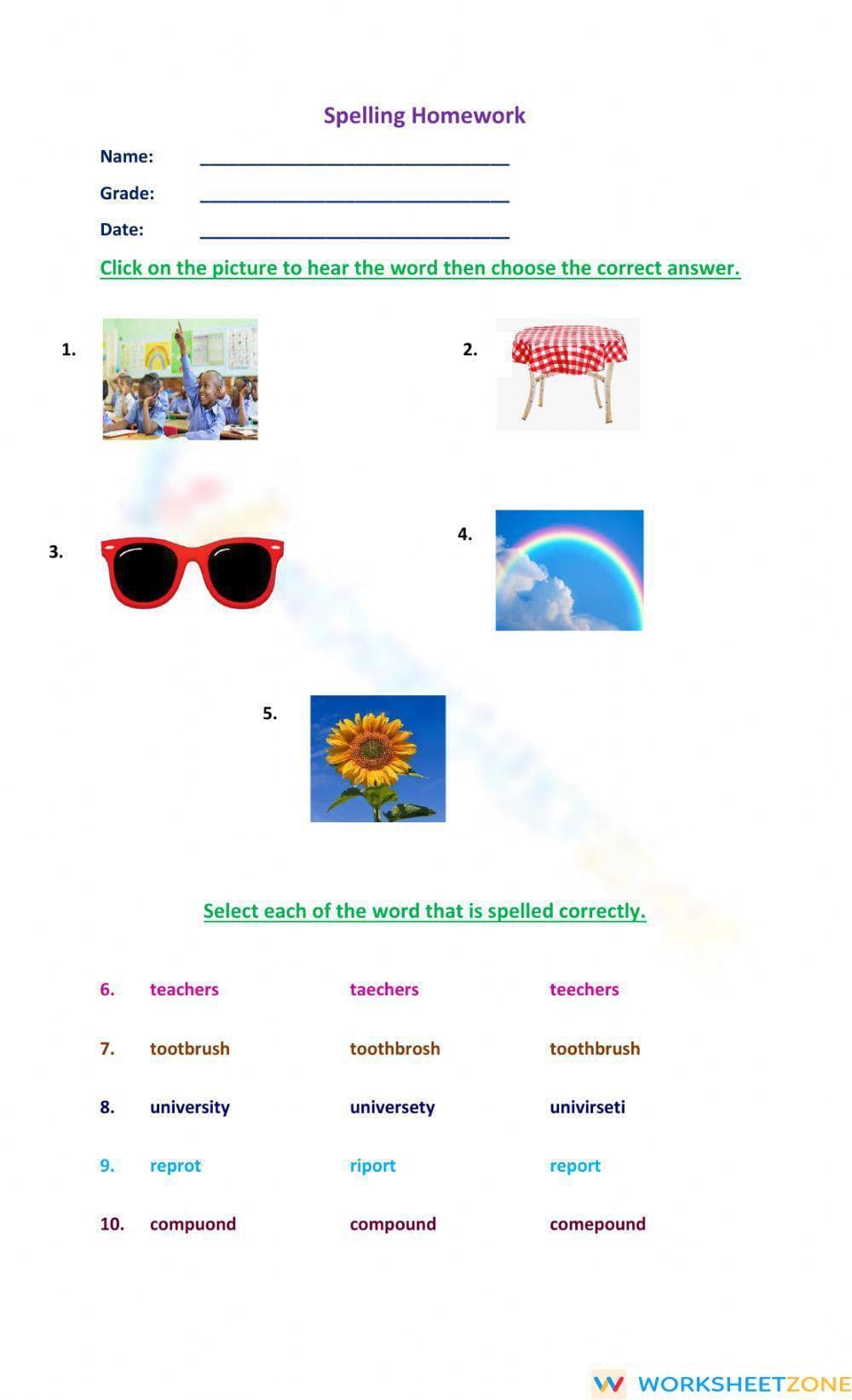Essential Grade 2 Spelling Practice | Printable Worksheet - Page 1