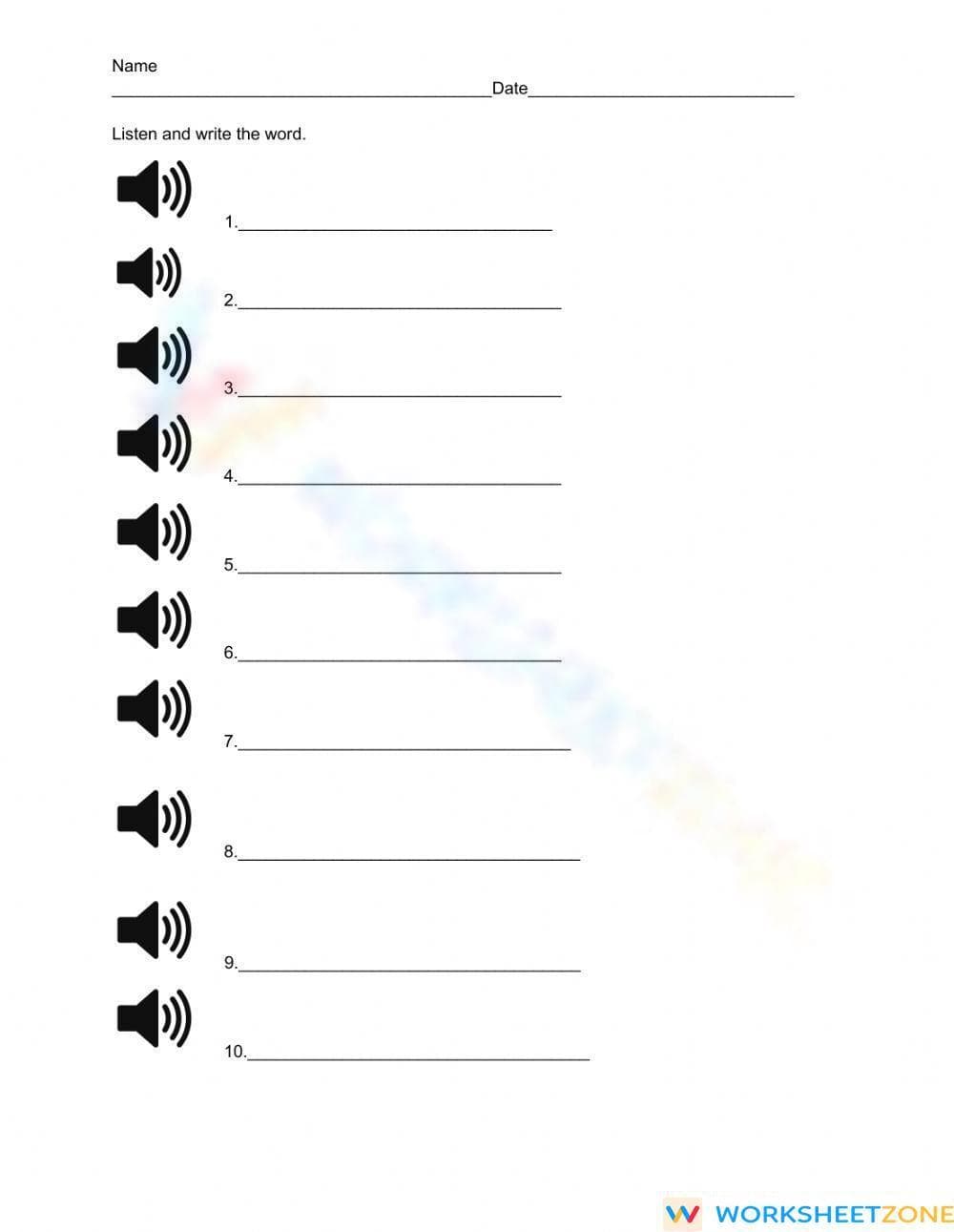 Essential Grade 1 Spelling Test: Unit 2 Week 1 Printable - Page 1