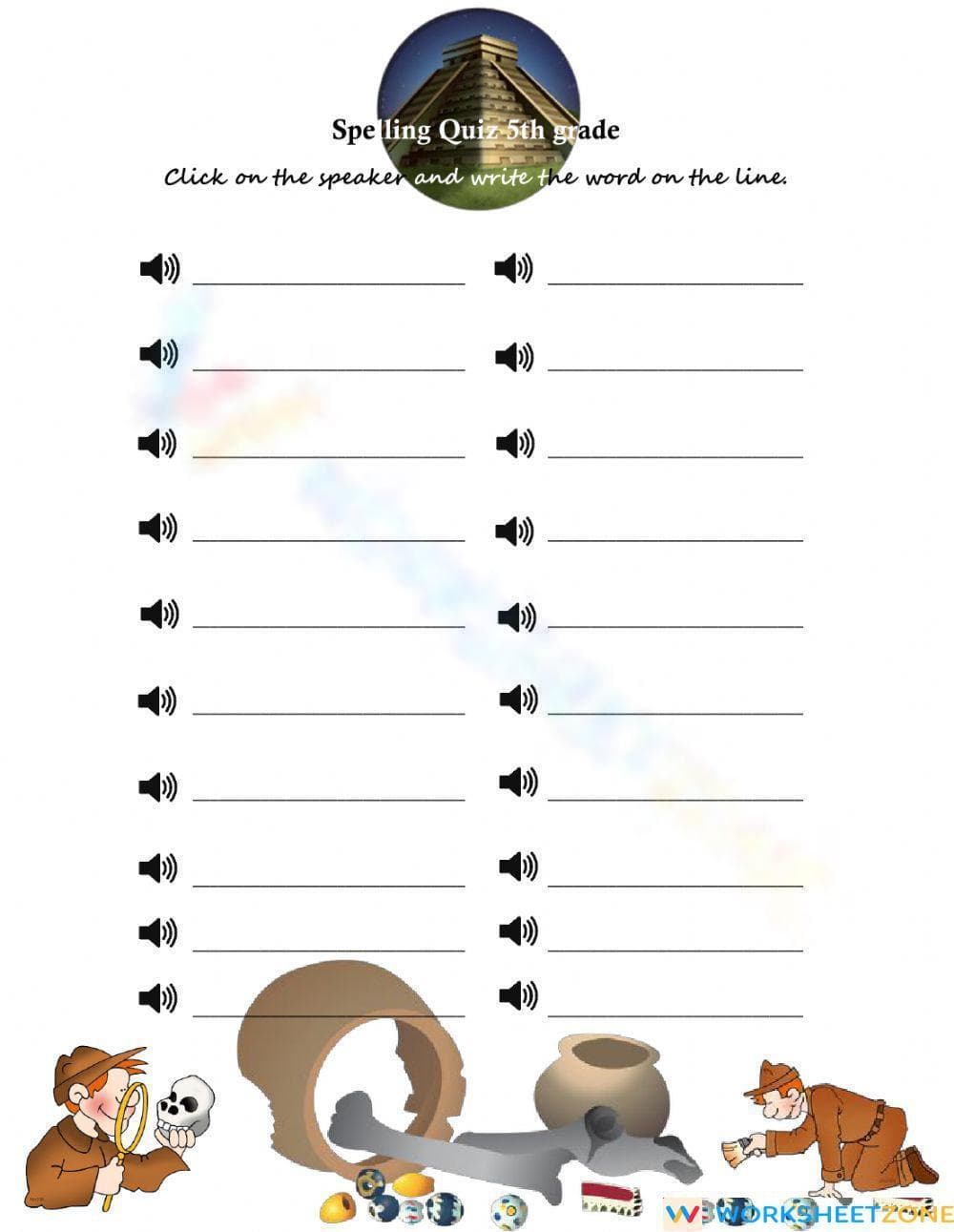 Printable Spelling Quiz 2 | Grade 5 & 6 ELA Mastery - Page 1