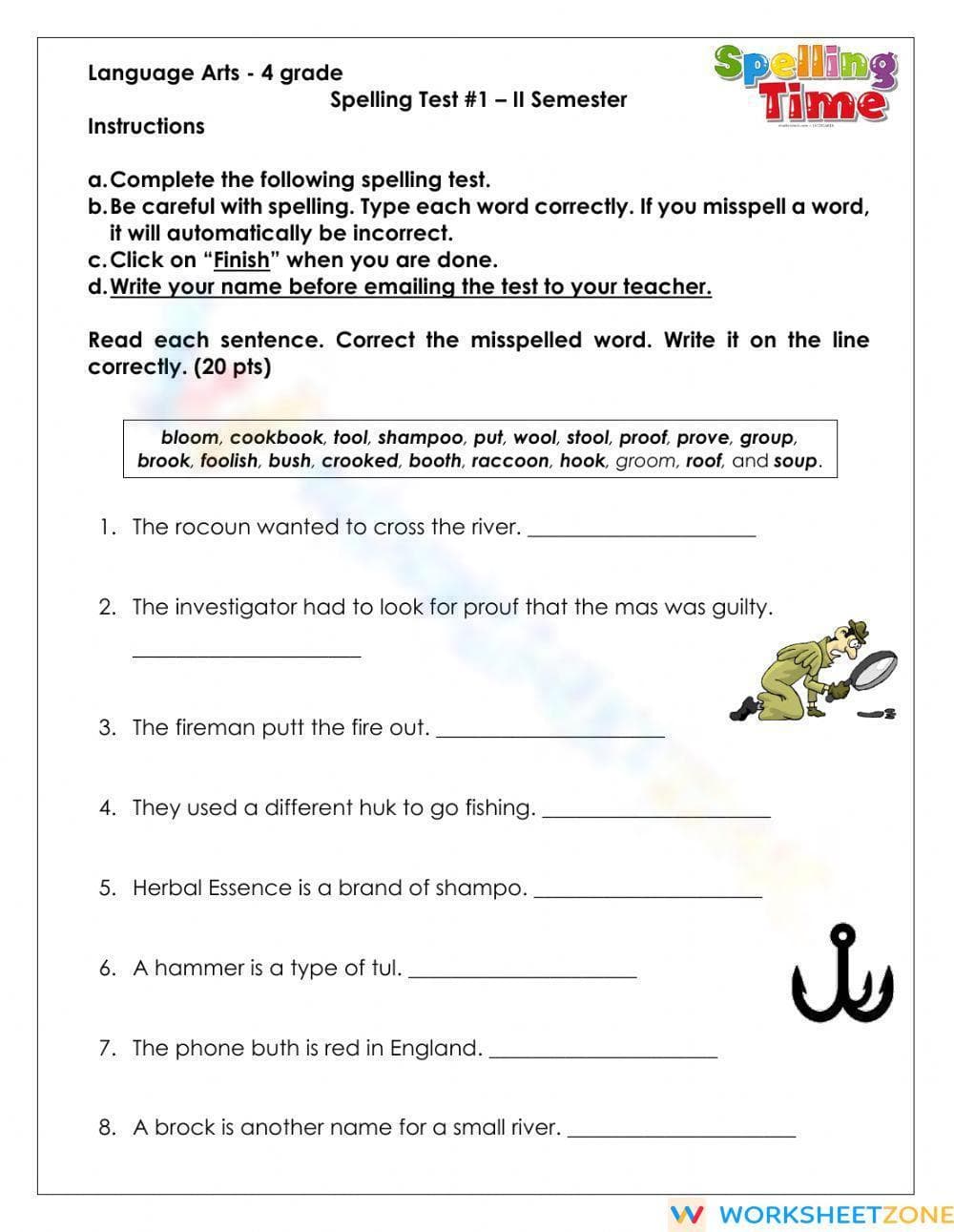 Grade 4 Spelling ou and oo — Essential No-Prep Worksheet - Page 1