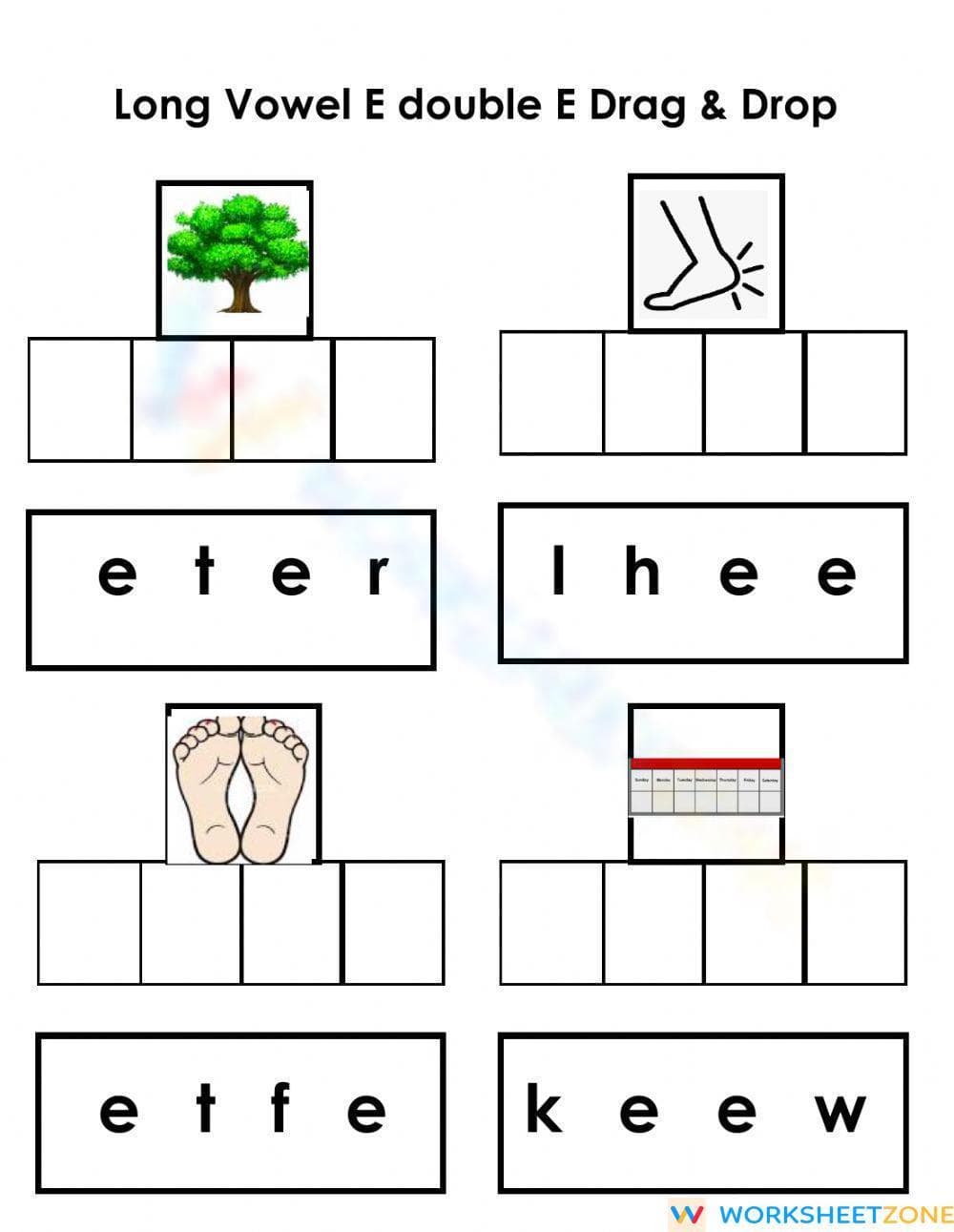 Printable Long E Double E Spelling Worksheet | Grade 1 - Page 1
