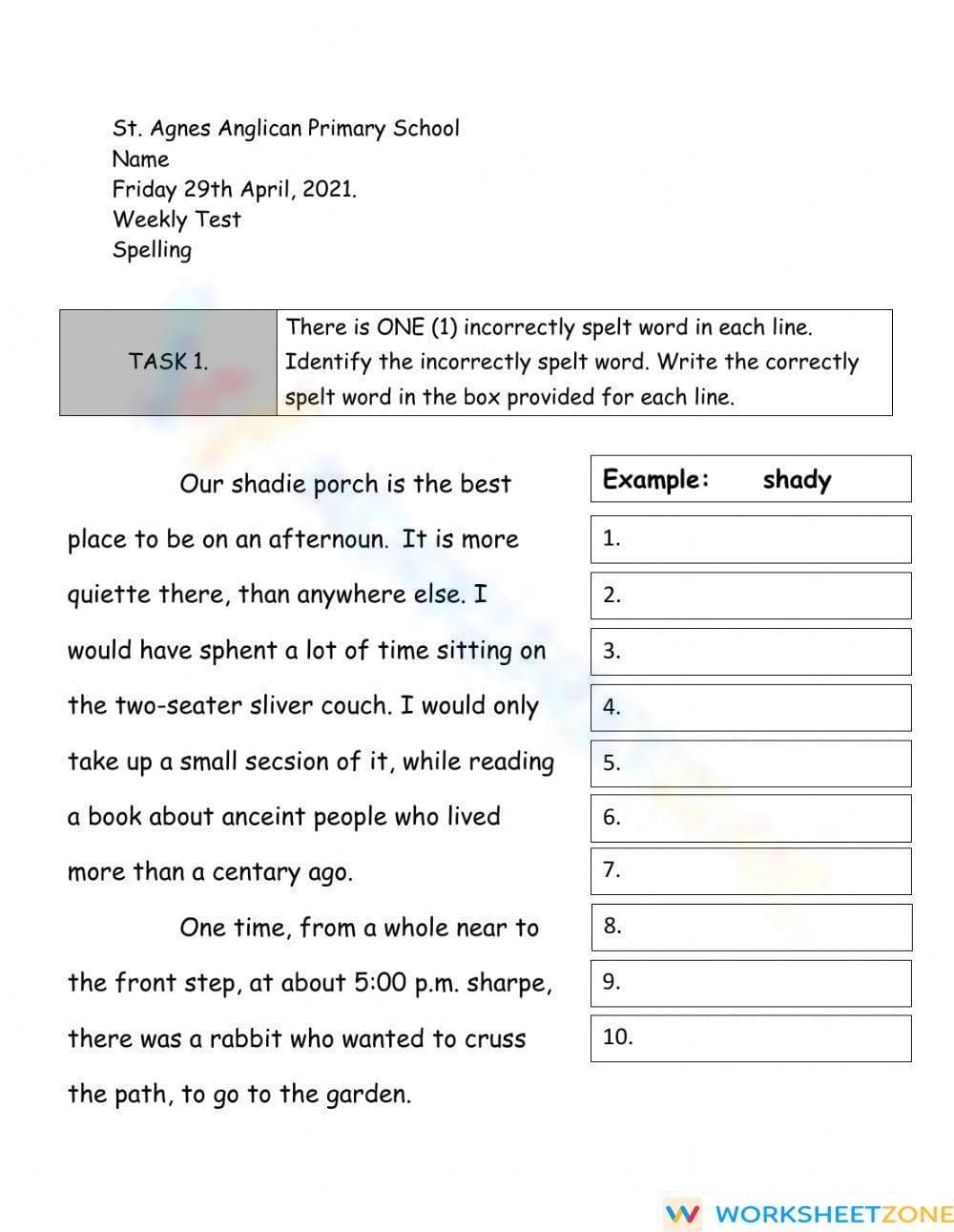 Essential High Frequency Words Spelling Worksheet | Grade 4 - Page 1