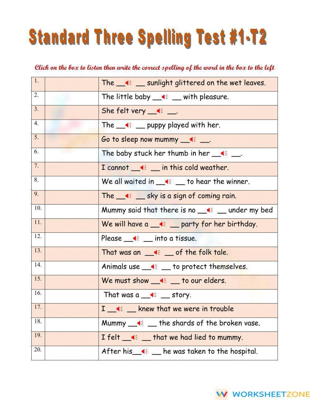 Essential Grade 3 Spelling Test: L.3.2 Aligned Worksheet - Page 1