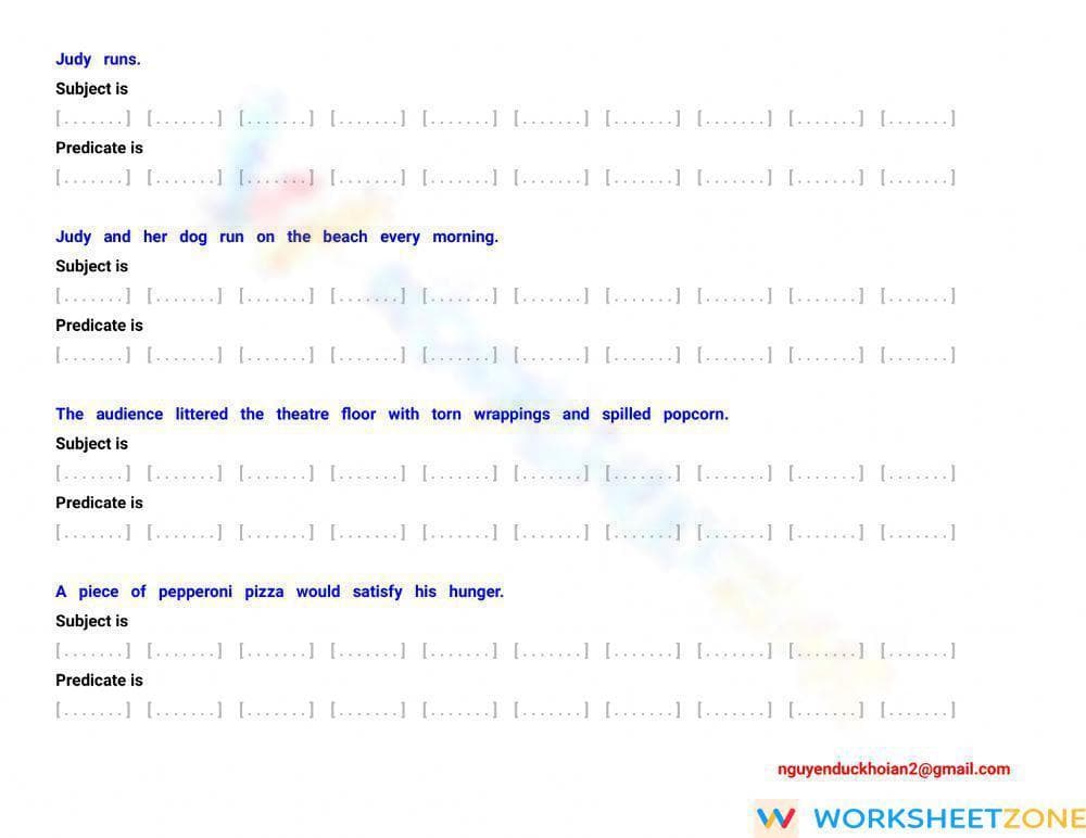 Printable Subject and Predicate Worksheet | Grade 4 Aligned - Page 1