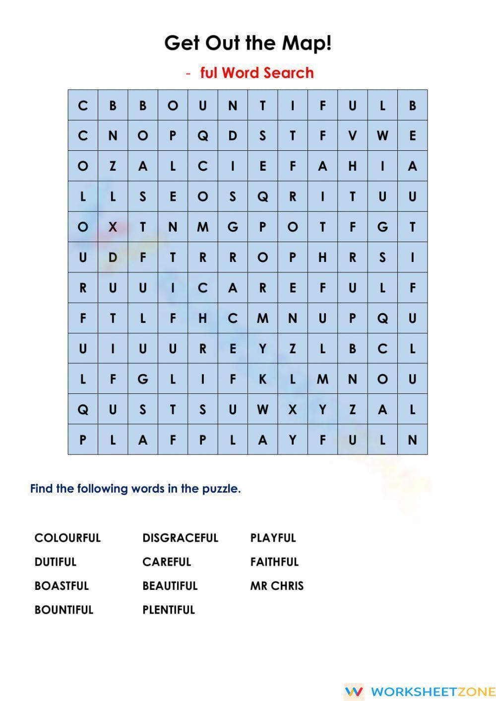 Suffix Word Search - Page 1
