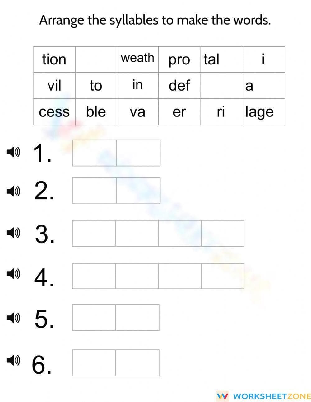 Essential Syllables Worksheet | Grade 6 ELA Printable - Page 1