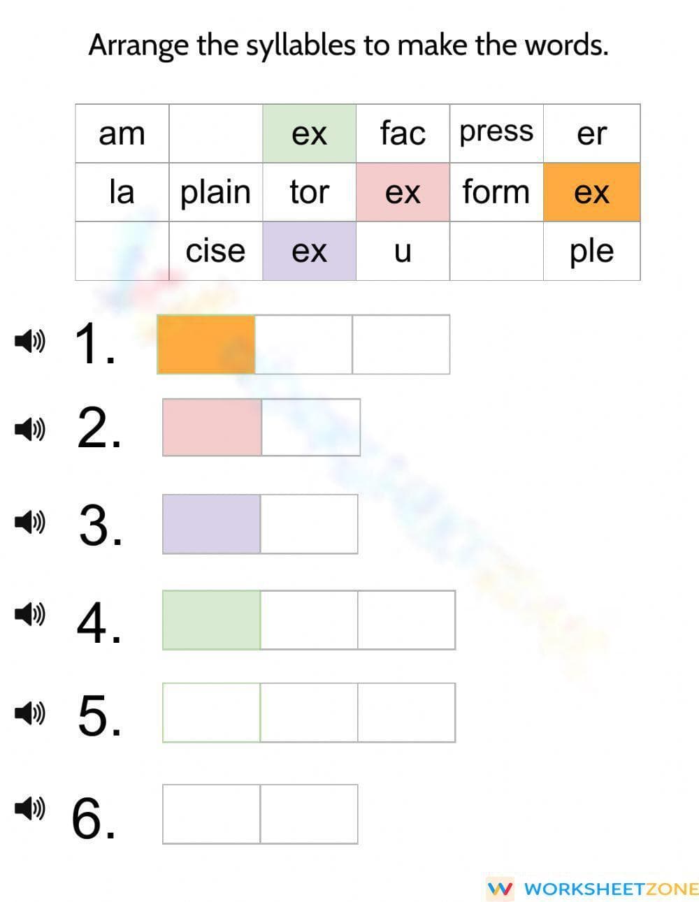 Printable Syllables Worksheet | Grade 3-4 Phonics Practice - Page 1