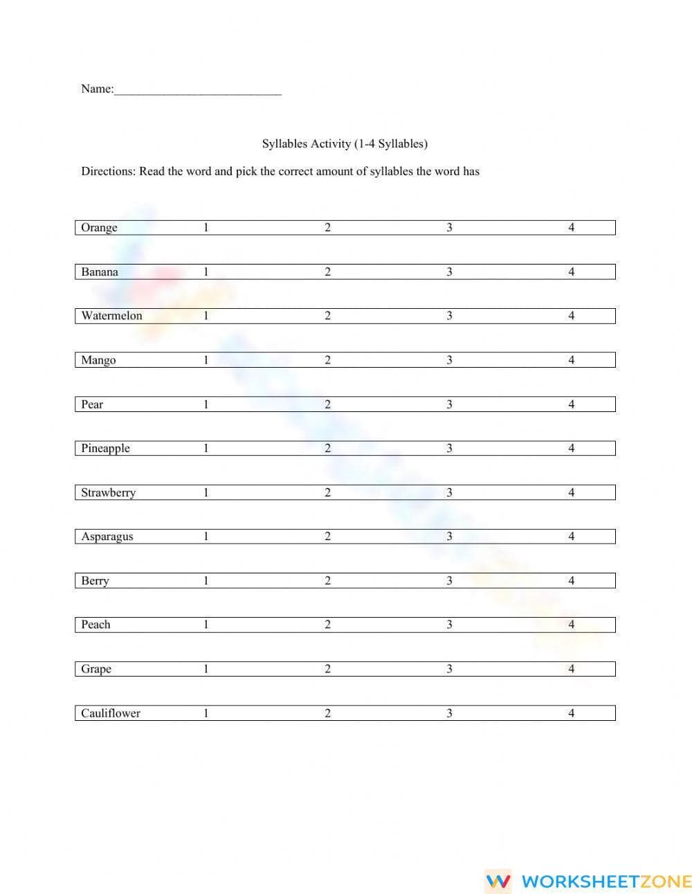 Up to 4 Syllables - Page 1
