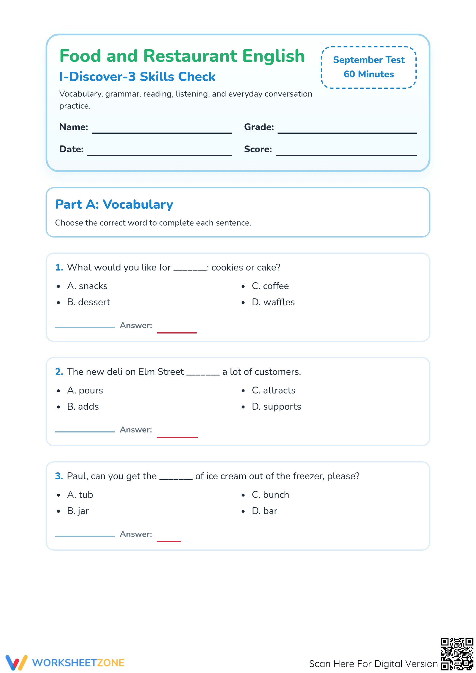Essential Grade 1 ELA Test Mix: Printable September Assessment - Page 1