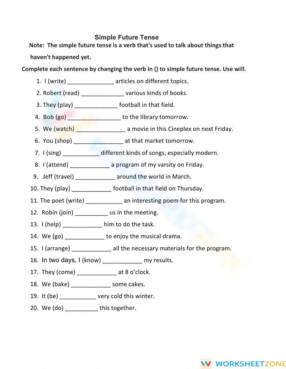 Simple Future Tense Worksheet | Grade 4-6 Ready - Page 1