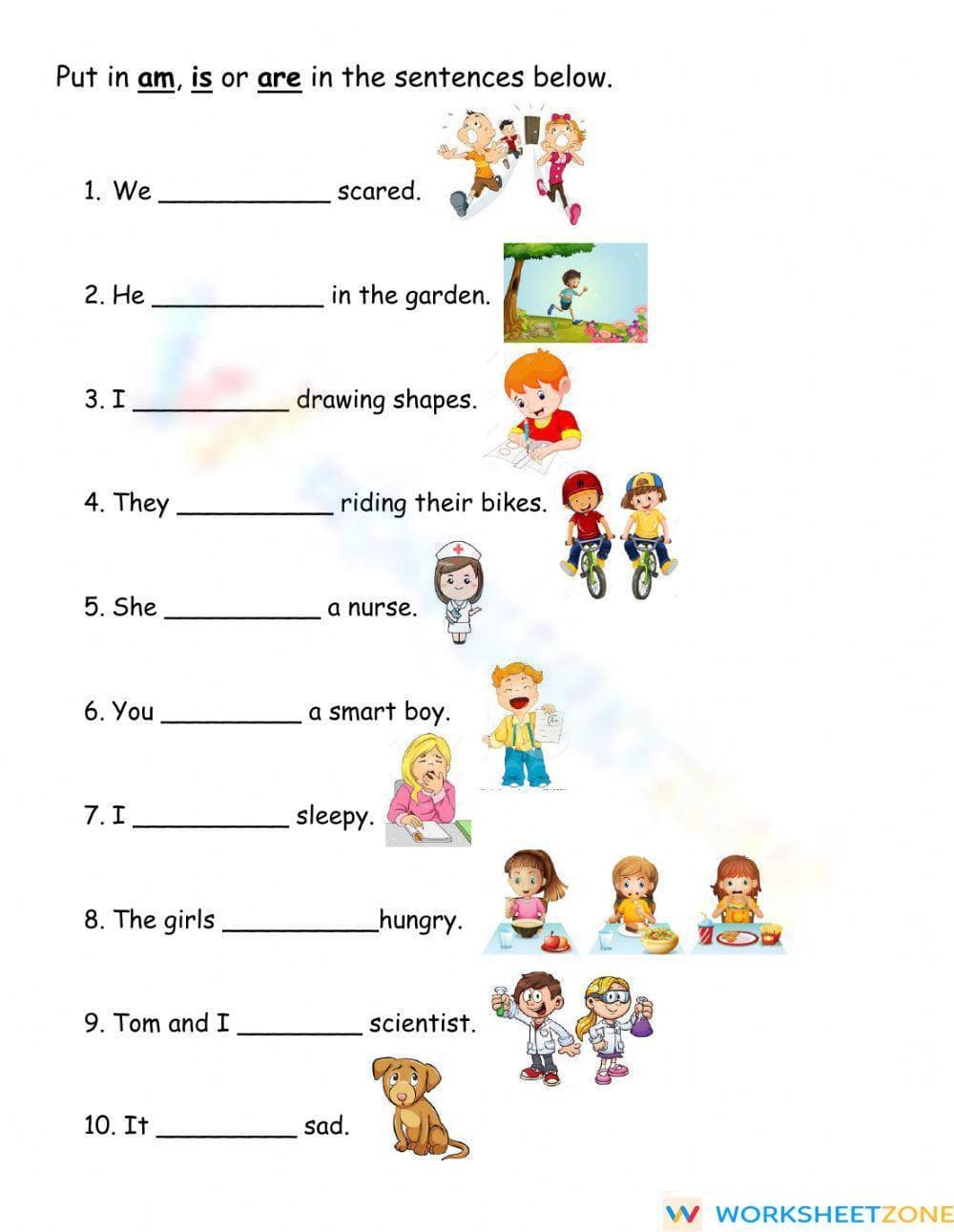 Printable Am Is Are Verb Agreement Worksheet | Grade 1 - Page 1