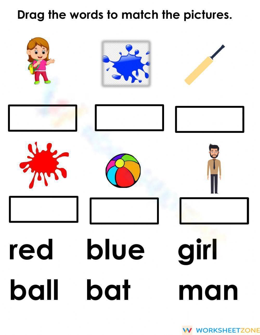 Printable Word Matching Worksheet | Grade K-1 ELA - Page 1