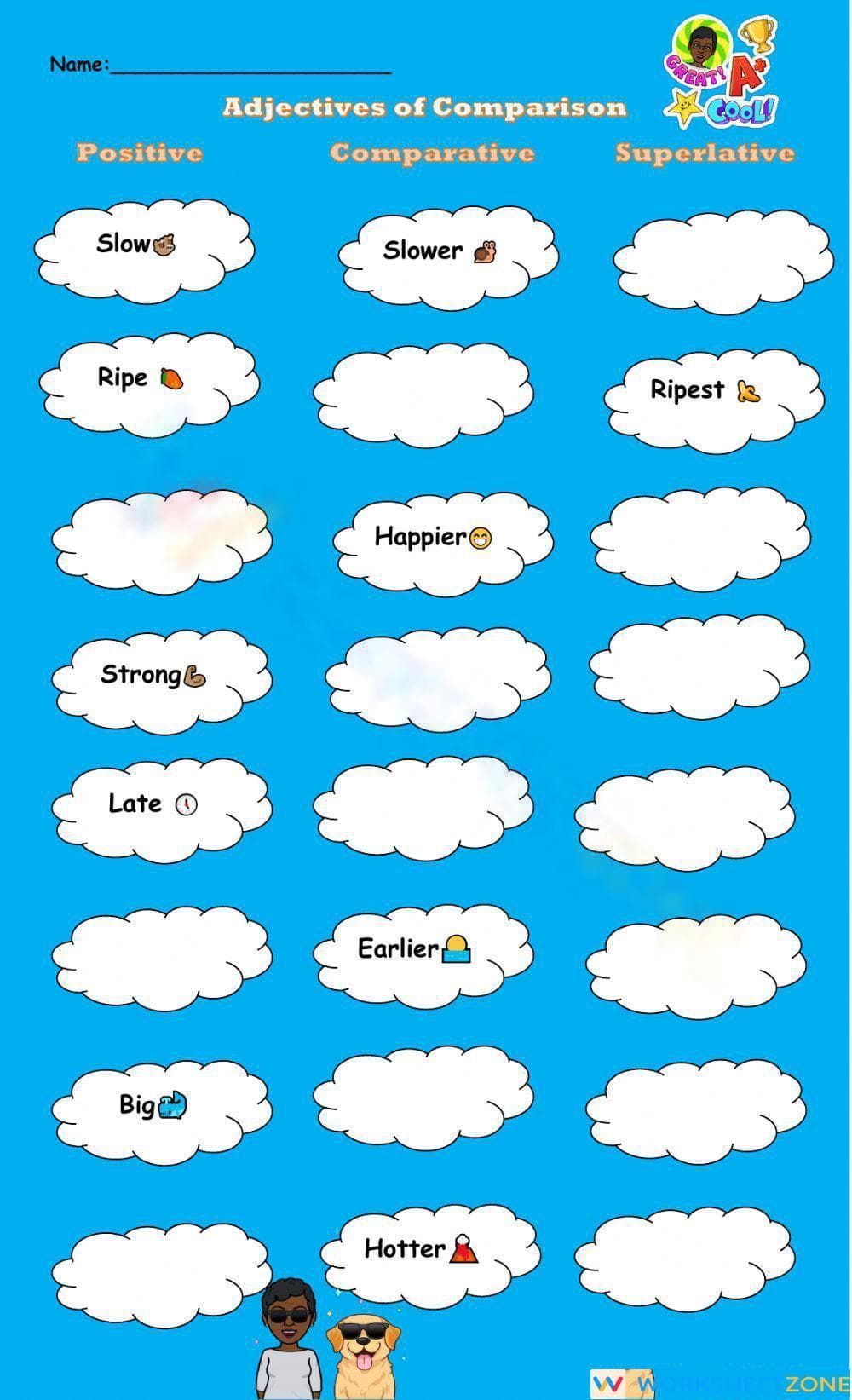 Printable Adjectives of Comparison Worksheet | Grade 3 ELA - Page 1