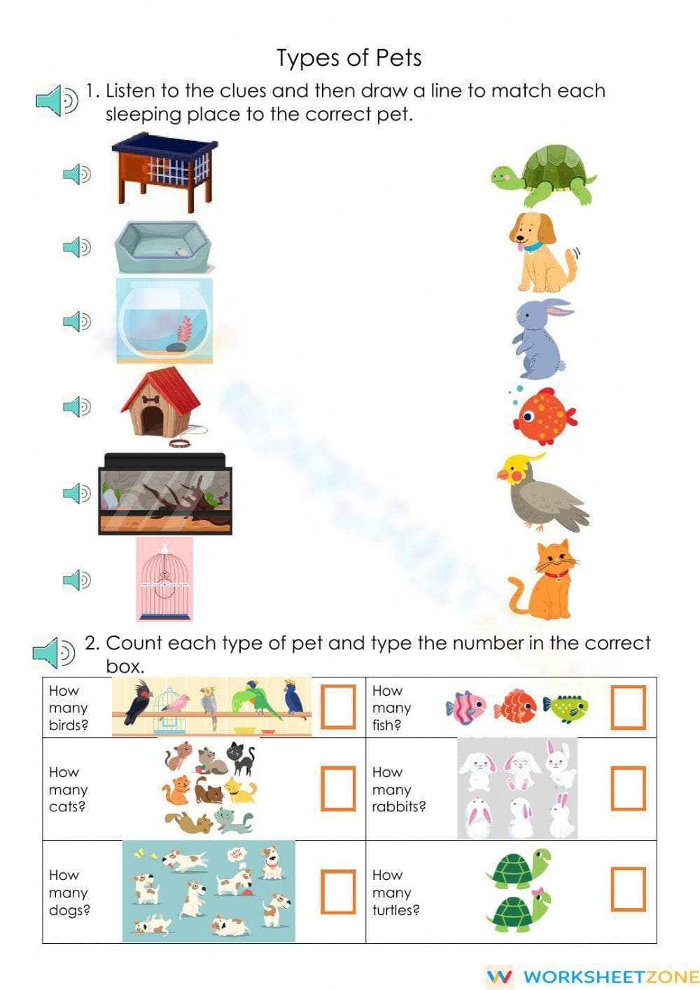 Types of Pets Worksheet | Grade K Essential Printable - Page 1