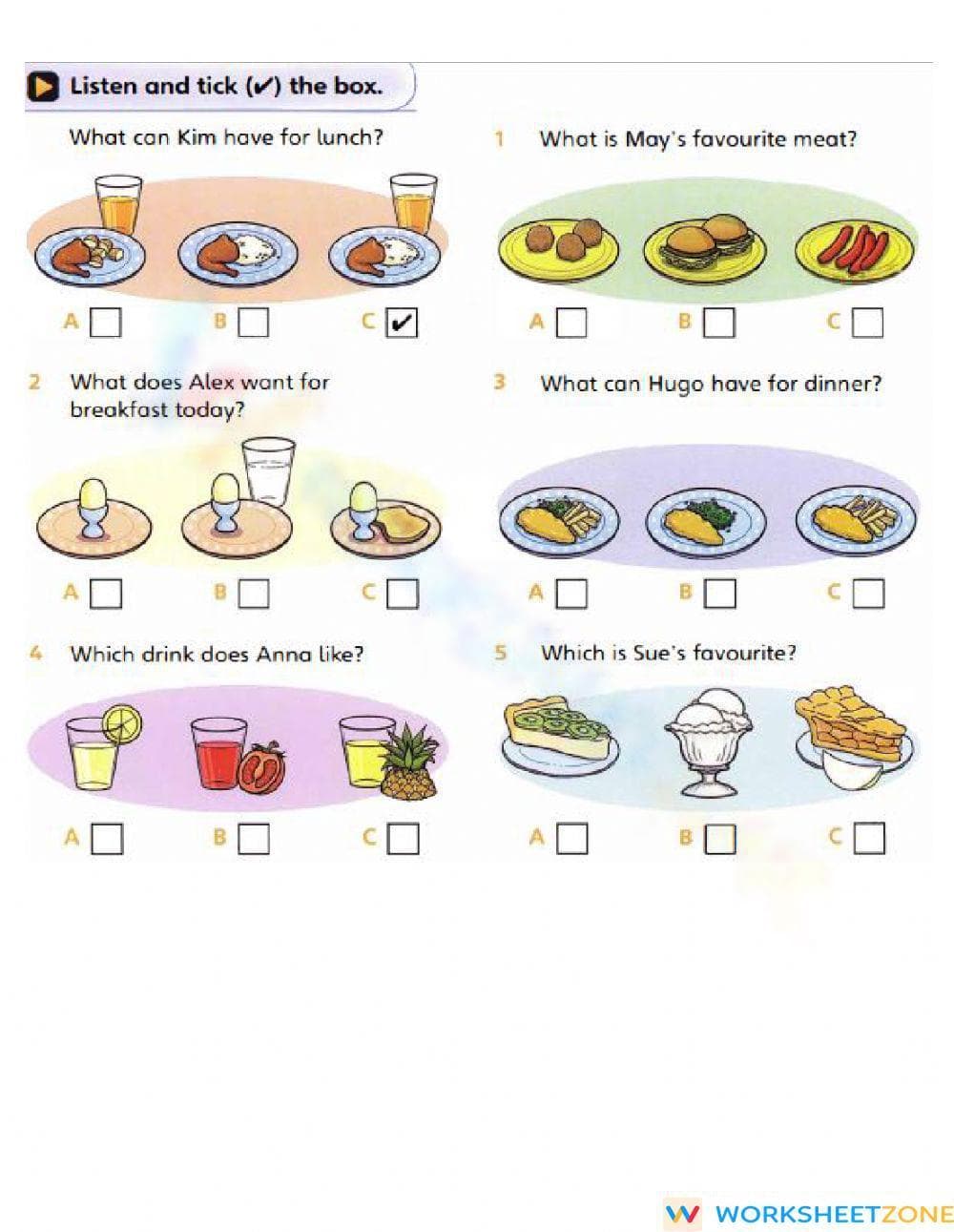 Essential Food Vocabulary Worksheet | Grade 3 Printable - Page 1