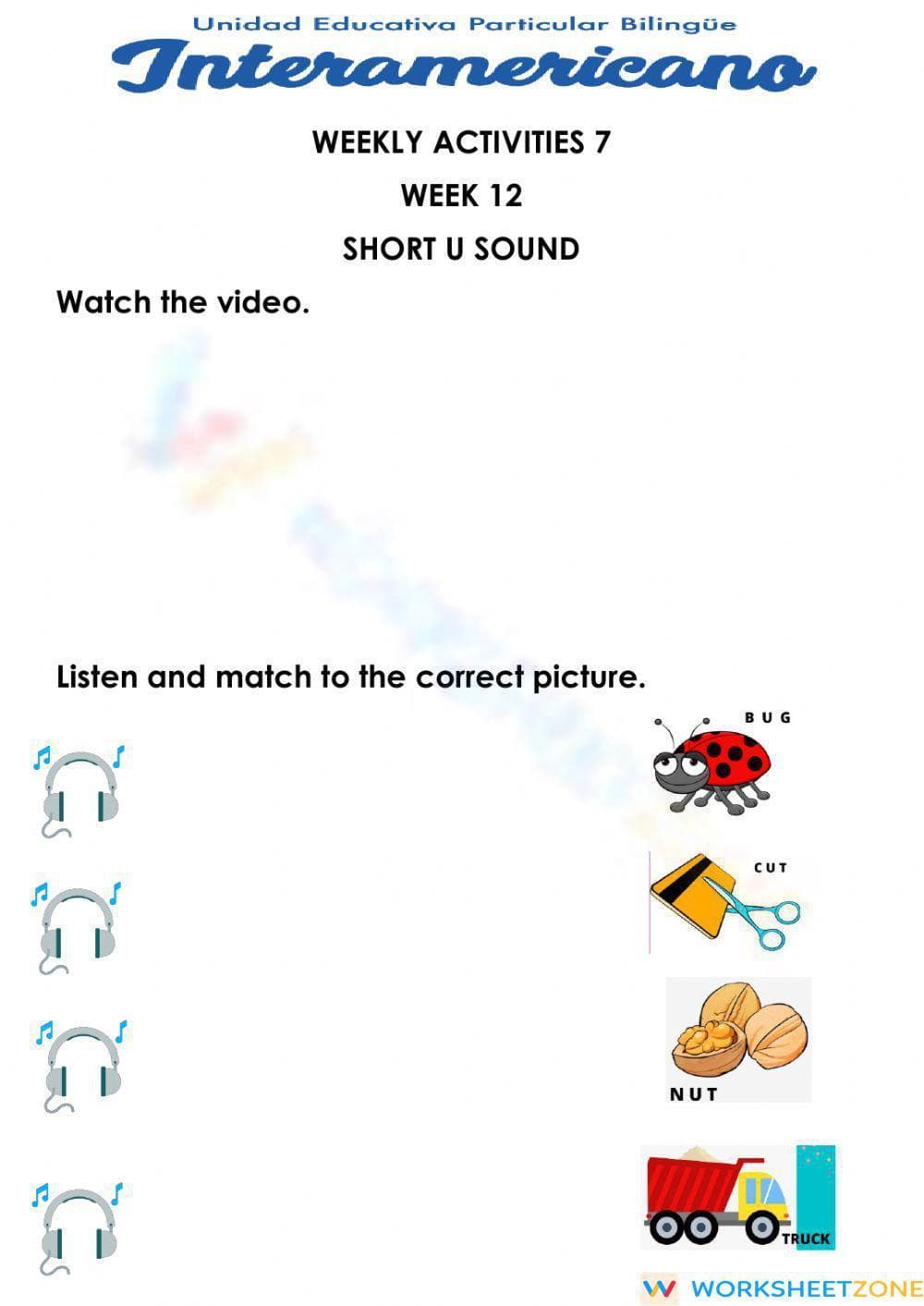 Essential Grade K Weekly Activity Pack | Short U & Senses - Page 1