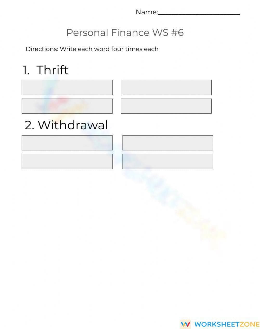 Grade 3-6 Personal Finance — Printable No-Prep Worksheet - Page 1