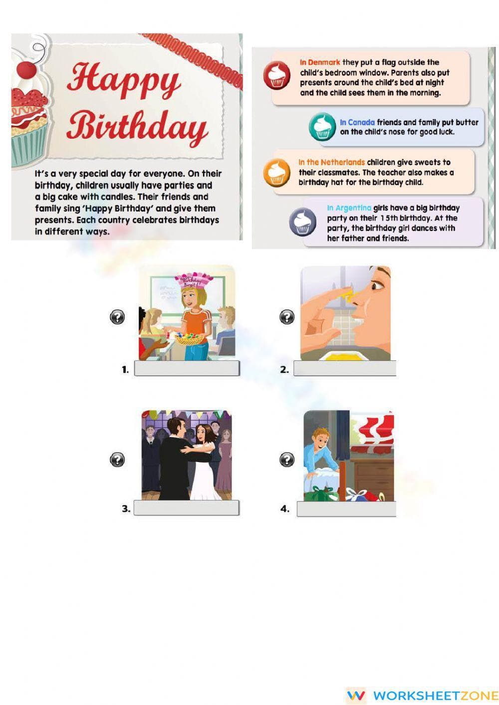Birthday Celebrations Worksheet | Grade 6 Essential - Page 1