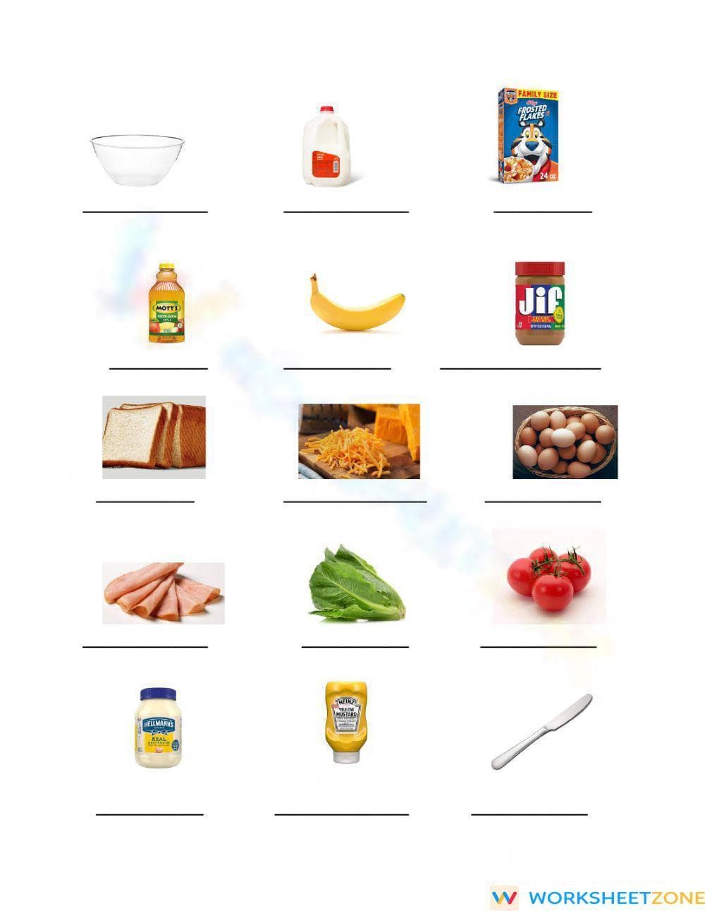 Grade 3 Food Vocabulary — Printable No-Prep Worksheet - Page 1