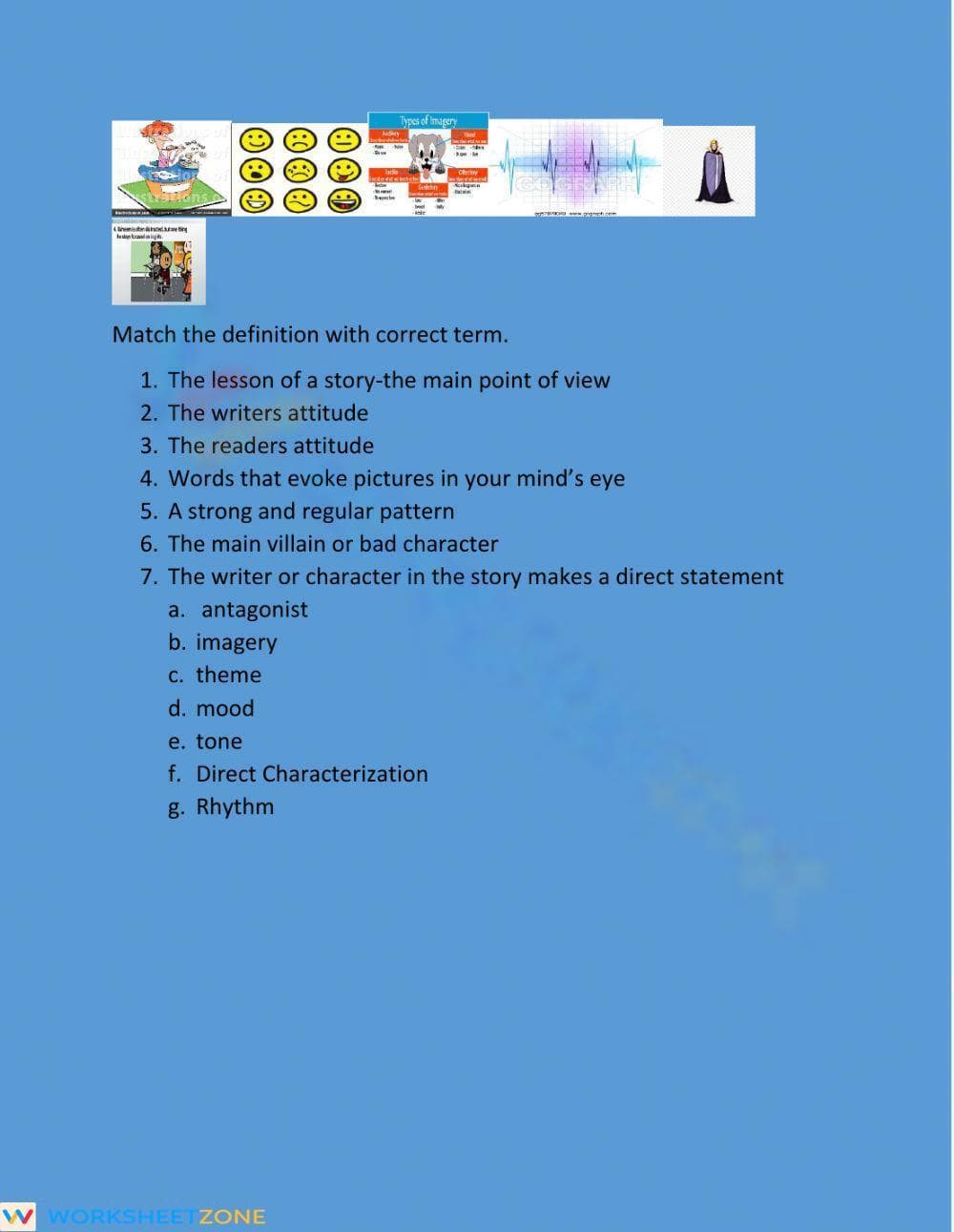Essential Literary Terms Review Worksheet | Grade 9 ELA - Page 1
