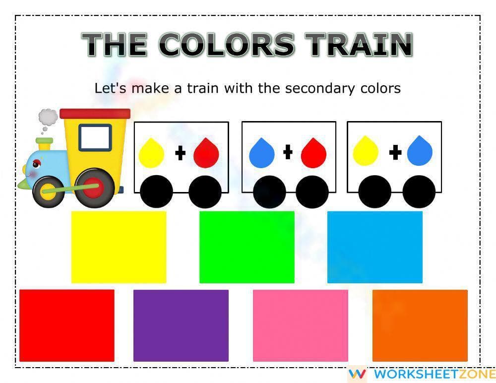 Grade K Secondary Colors — Printable No-Prep Worksheet - Page 1