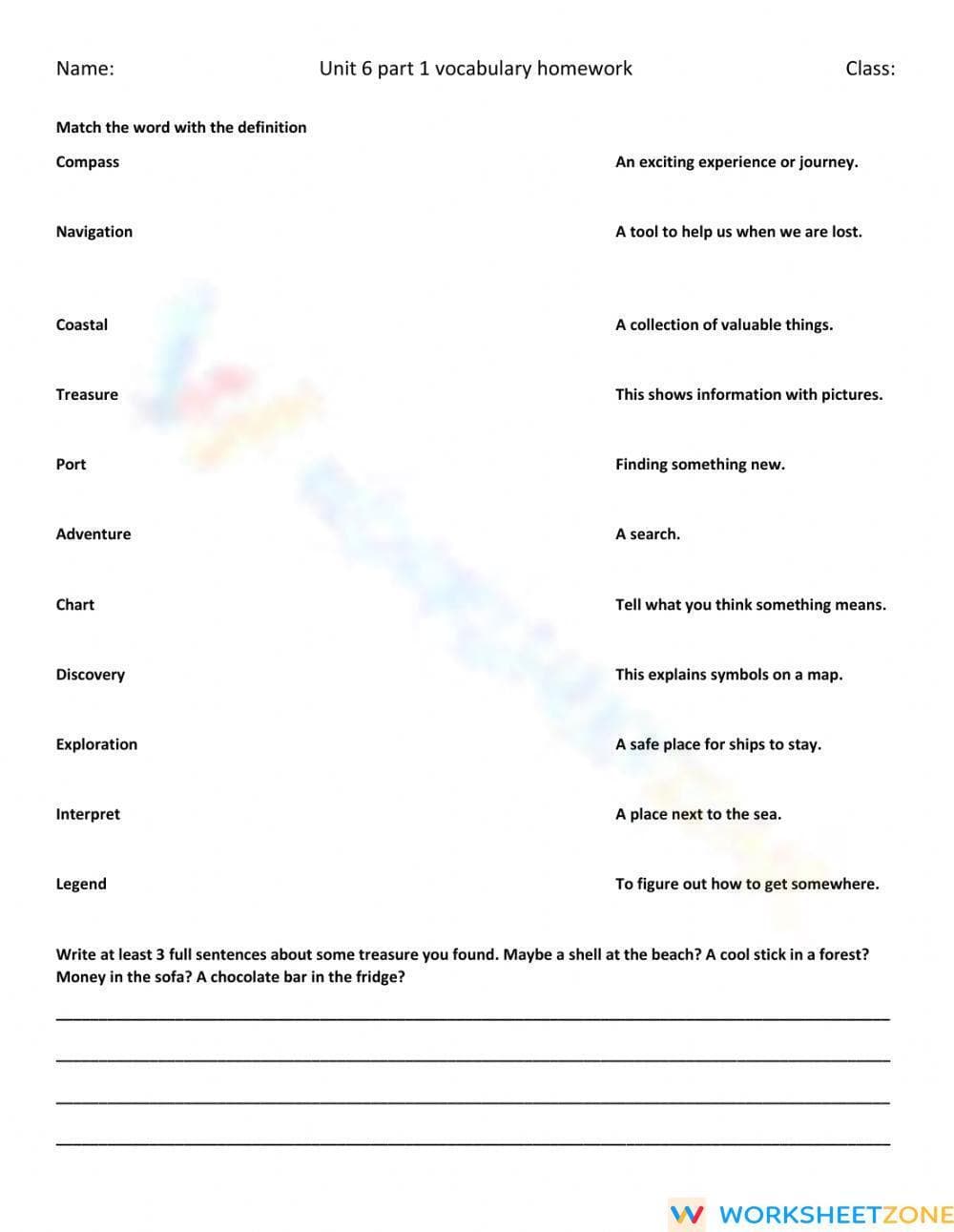 Grade 4 Exploration Vocabulary — Printable No-Prep Worksheet - Page 1