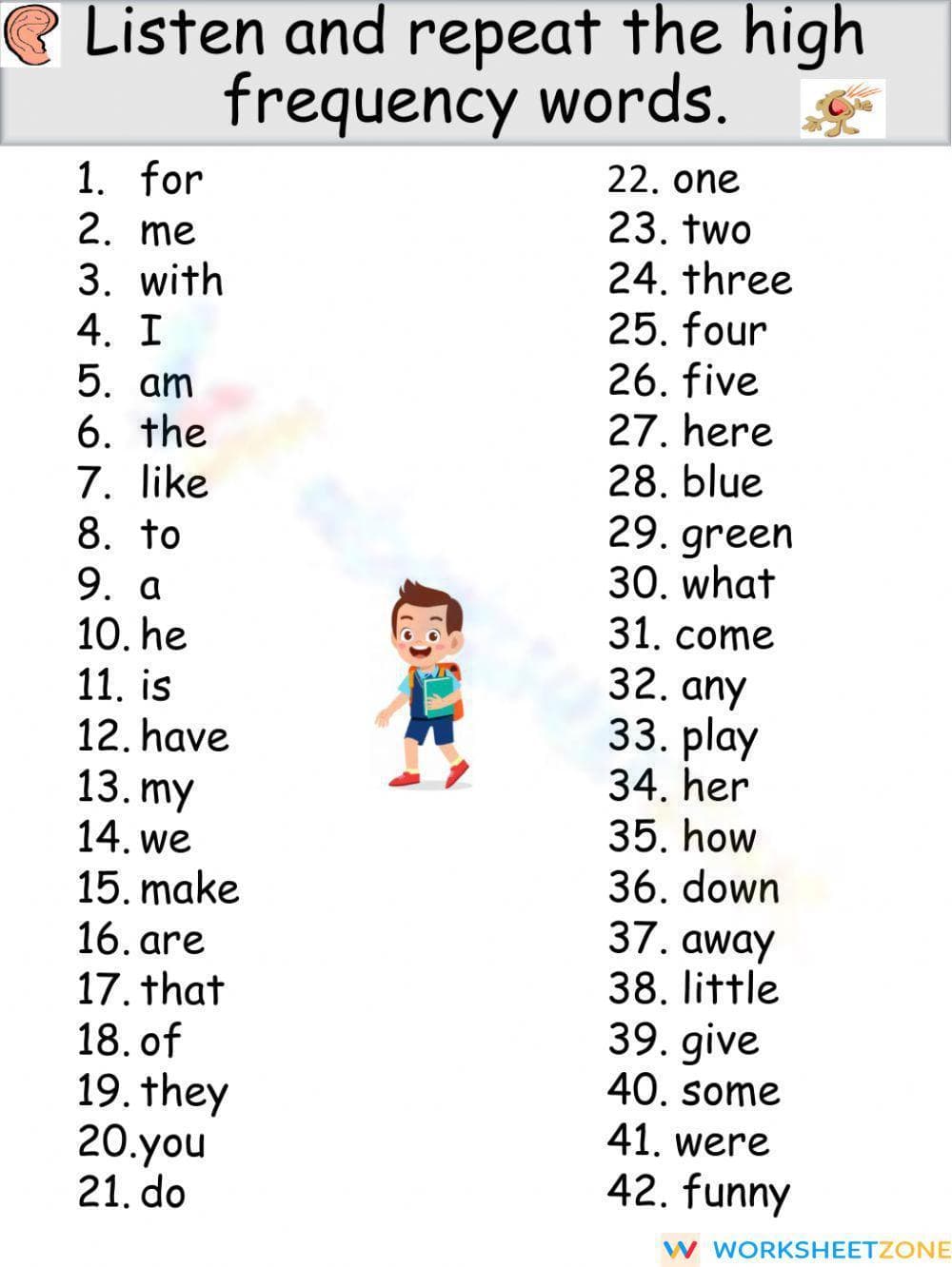 Printable High-Frequency Words Worksheet | Grade K ELA - Page 1