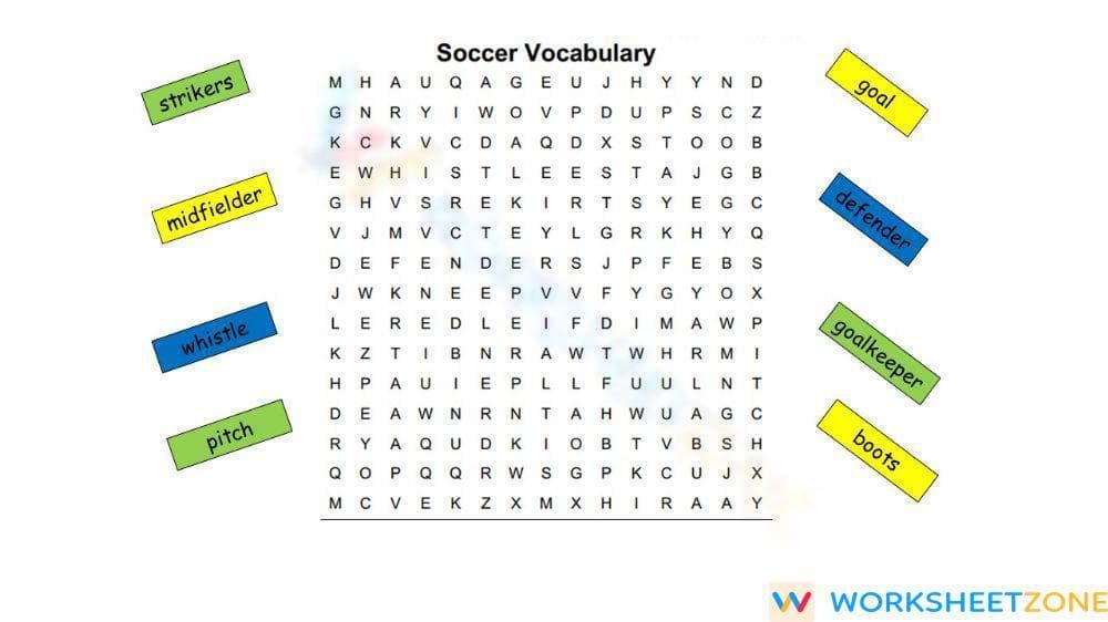 Grade 4 Soccer Vocabulary — Printable No-Prep Worksheet - Page 1