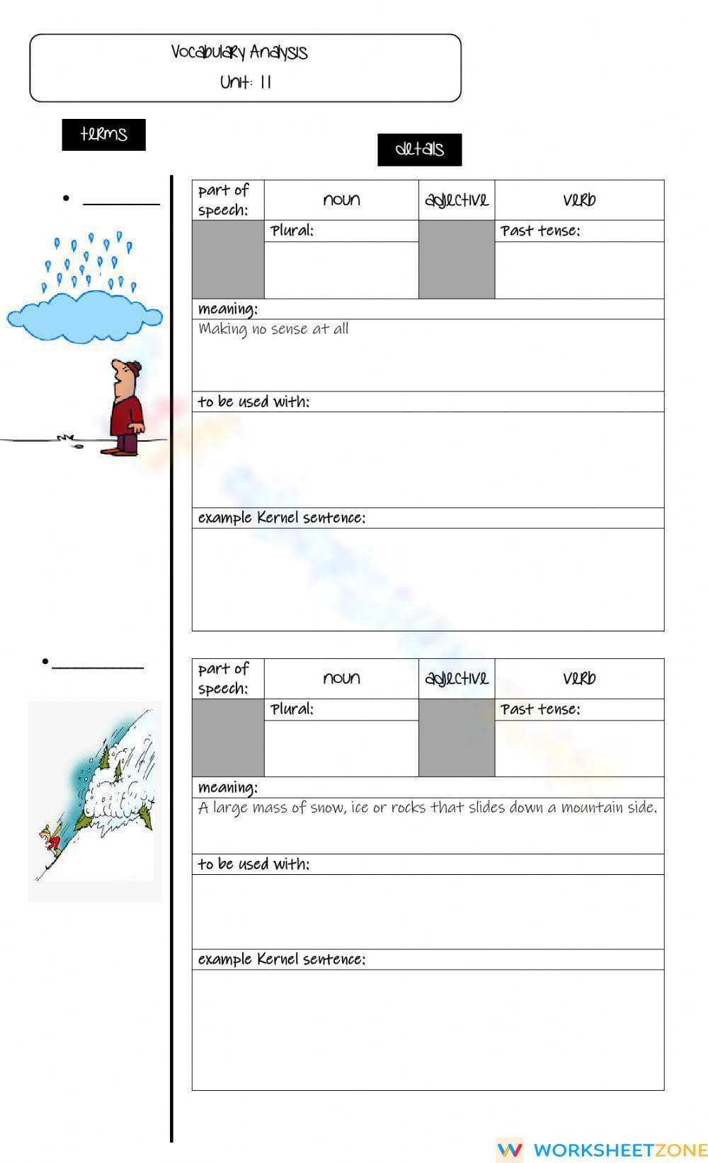 Essential Vocabulary Analysis Worksheet | Grade 6 ELA - Page 1