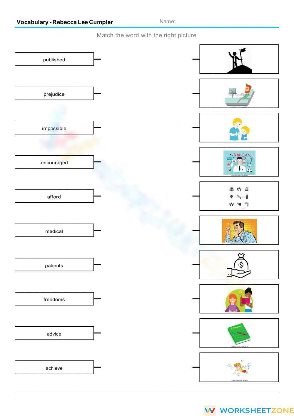 Essential Rebecca Lee Cumpler Vocabulary | Grade 3-4 ELA - Page 1