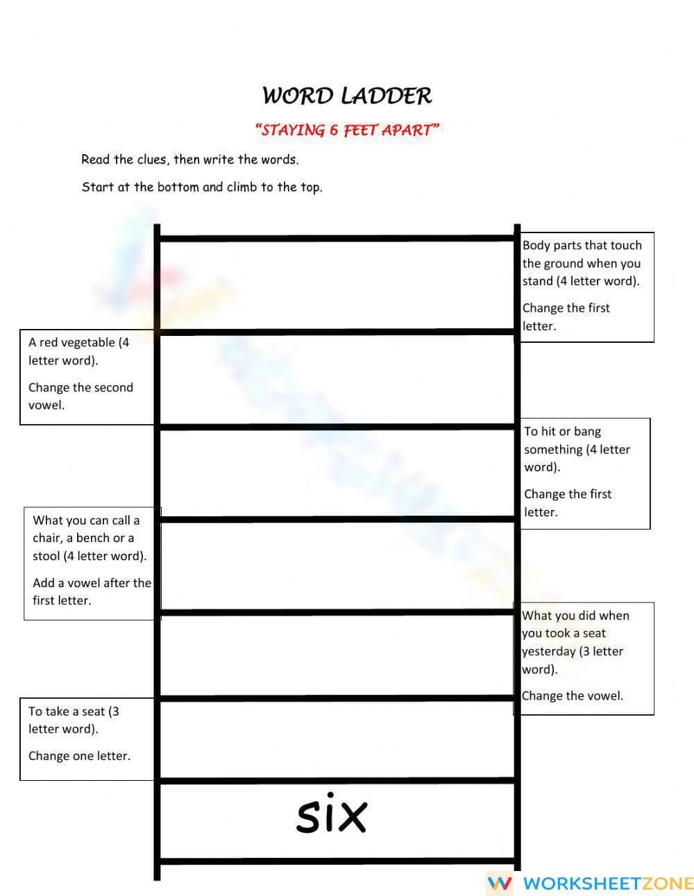 Word Ladder Printable Worksheet | Grades 1-2 Essential - Page 1