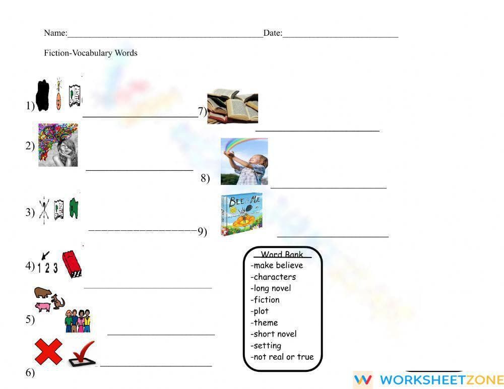 Essential Fiction Vocabulary Worksheet | Grades 2-5 Ready - Page 1