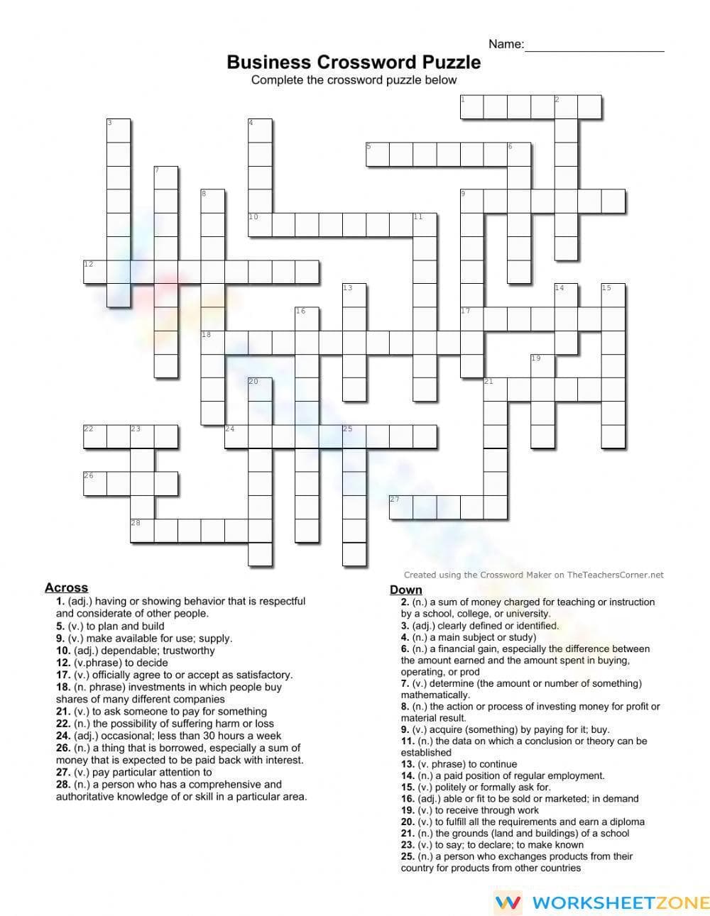 Business crossword puzle - Page 1