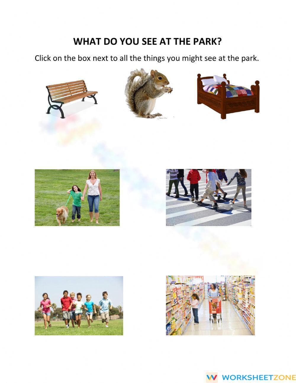 Printable Park Vocabulary Worksheet | Grade 1 ELA - Page 1