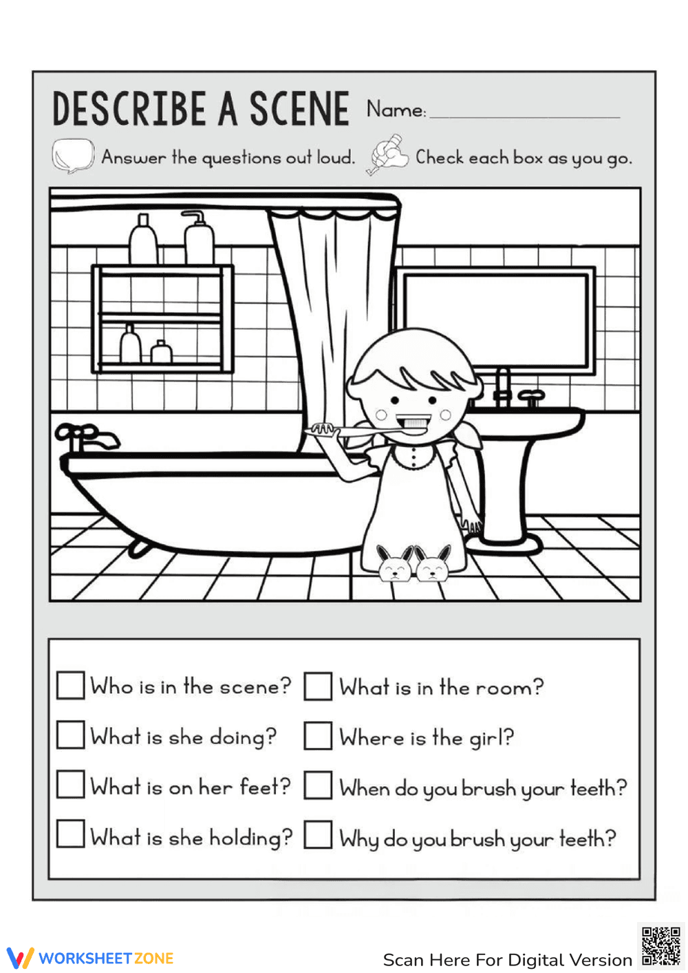 Essential Scene Observation Worksheet | Grade 1-3 ELA - Page 1
