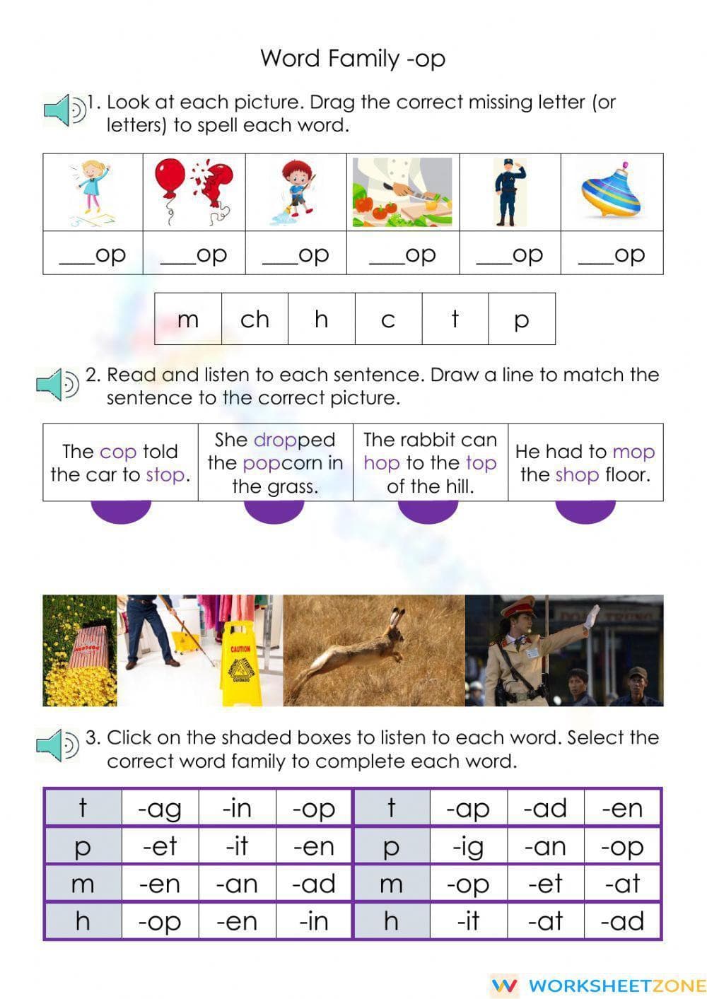Learn with the 'Op' Word Family - Page 1