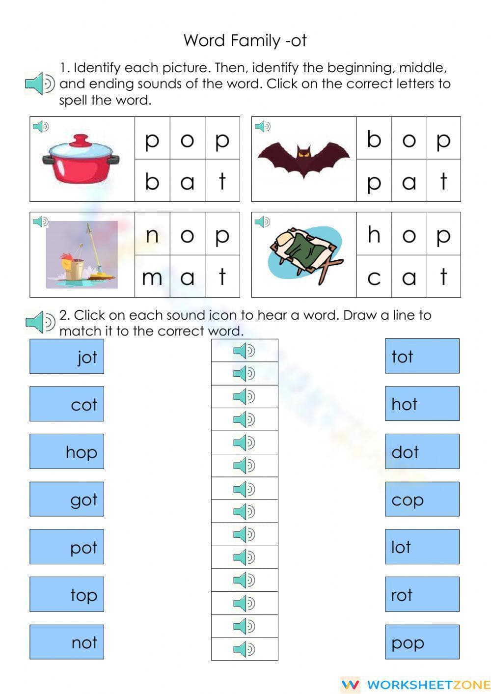 Practice with 'Ot' Word Family - Page 1