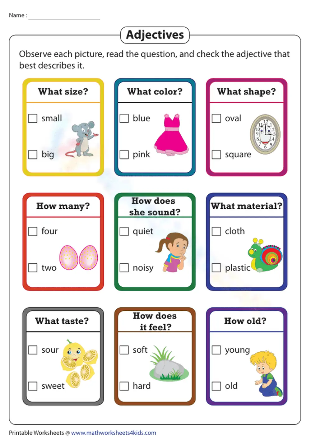 Describing Pictures Using Adjectives - Page 1