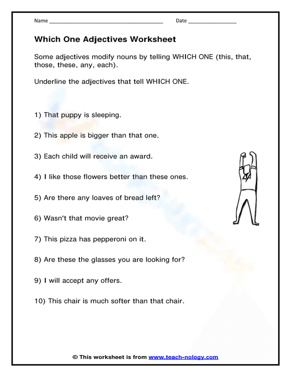 Essential Which One Adjectives Worksheet | Grade 2-3 - Page 1