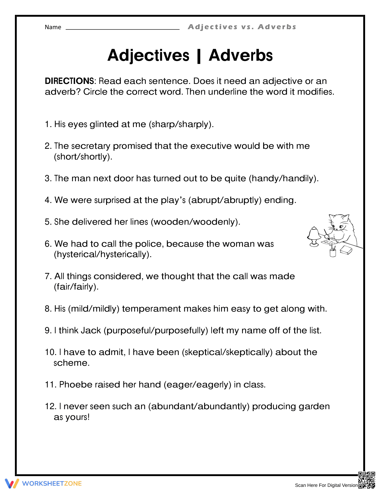 Adjectives vs Adverbs Worksheet | Grade 4 Essential Ready - Page 1